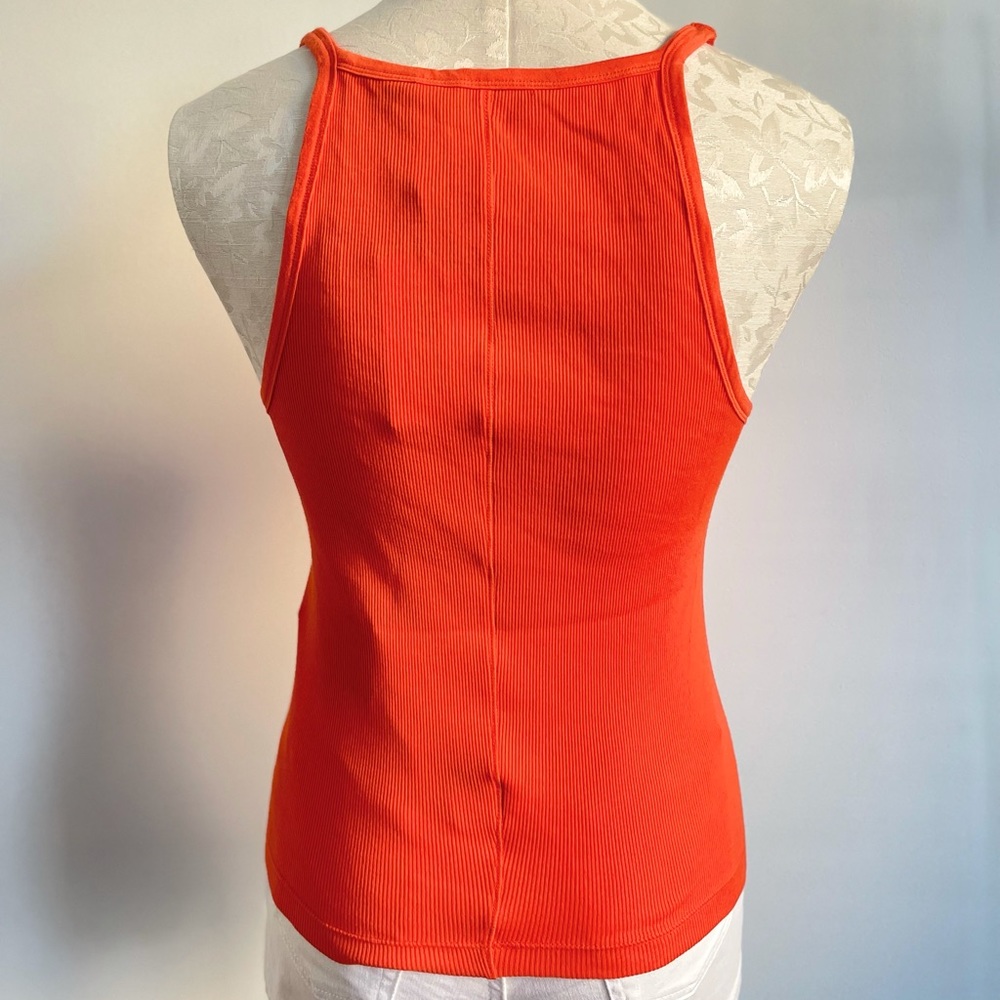 CK Calvin Klein Jeans Orange Basic Ribbed Racerback Spaghetti Strap Tank Summer - Picture 5 of 7